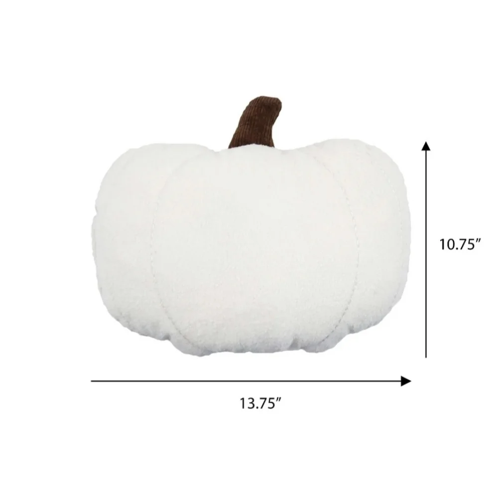 Harvest Fall Halloween Beige Pumpkin Sherpa Decorative Pillow, 10.75in, NWT